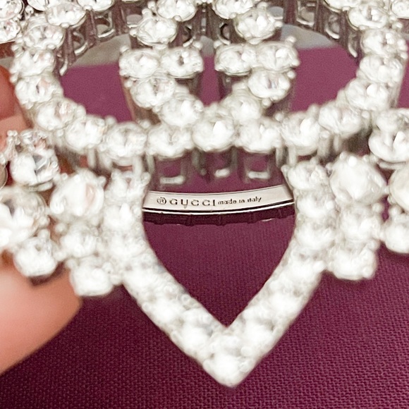 RUNWAY New! Gucci Strass Crystal Interlocking GG Flower Multi-Finger Ring - Picture 11 of 11